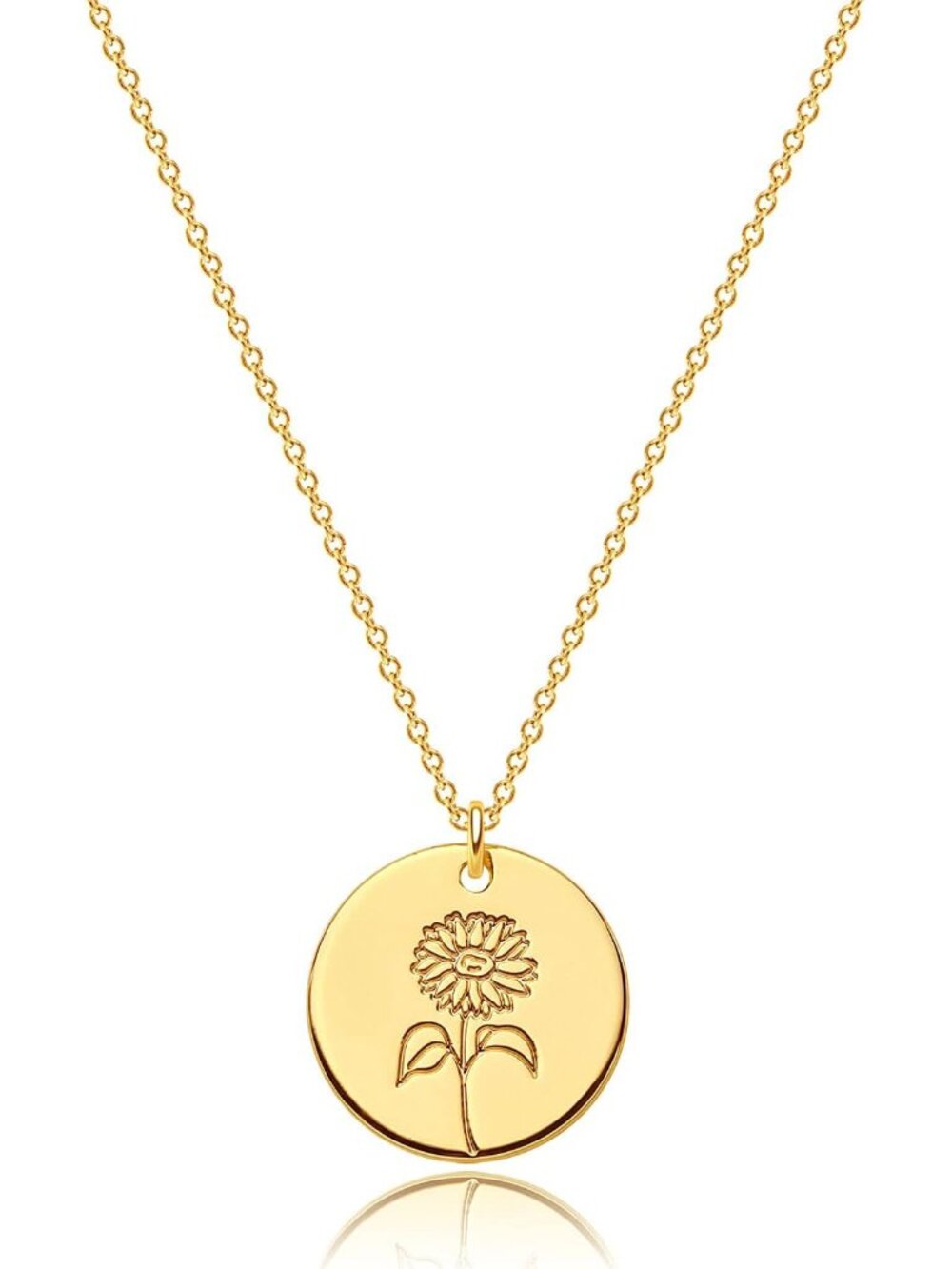 Birth Flower Necklace 18k Gold Custom Floral Pendant Necklaces Dainty Birth Mont